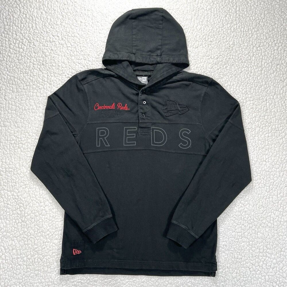 New Era Cincinnati Reds Hoodie Men’s S Black Streetwear Pullover‎ MLB Fan Gear